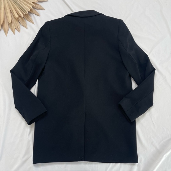 Zara Oversized Flowy Black Double Breasted Boyfriend Button Blazer Jacket Small - Picture 5 of 6